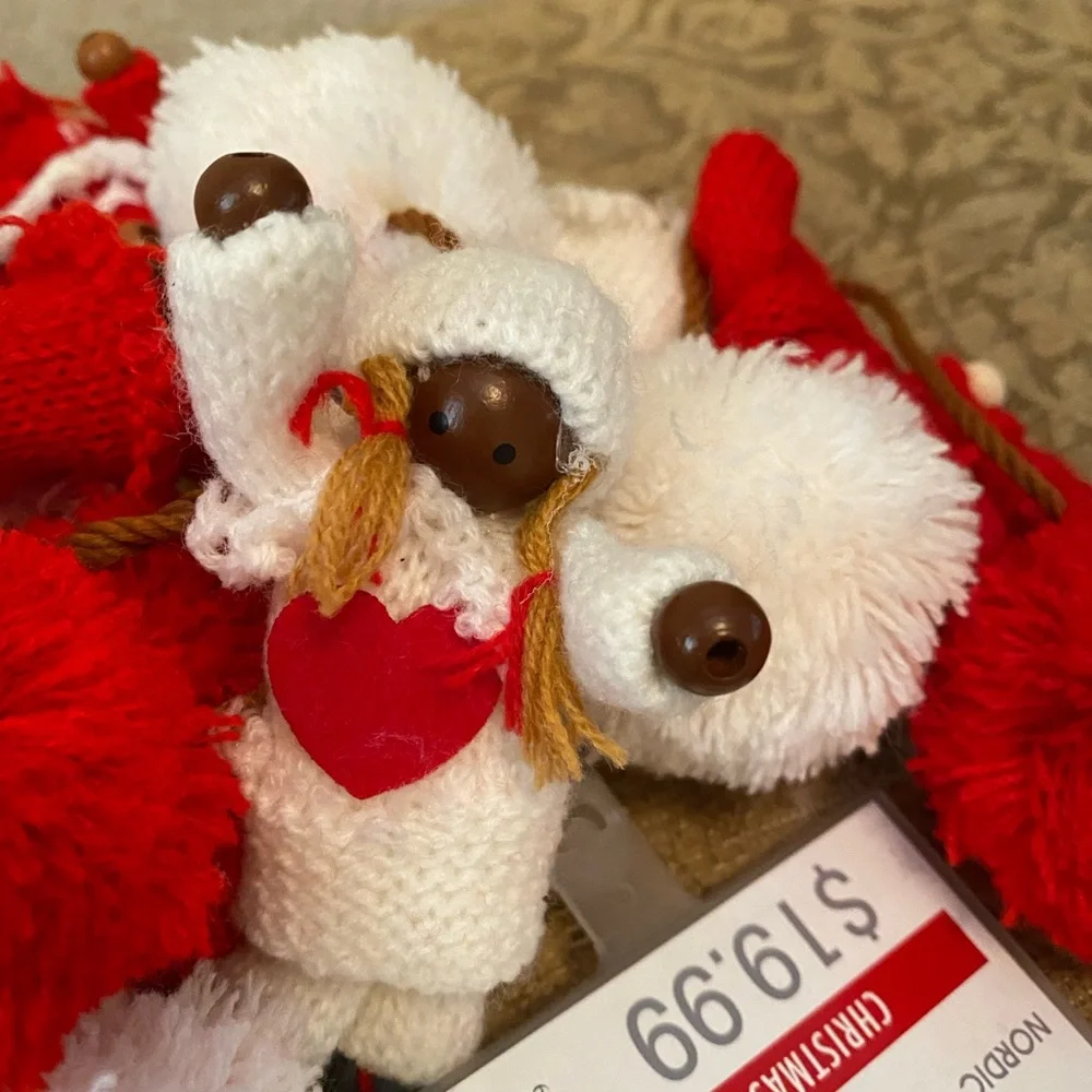 Ashland Red White Sweaters Hearts Pom Poms Snowflakes Little Girls 6 Foot NWT.